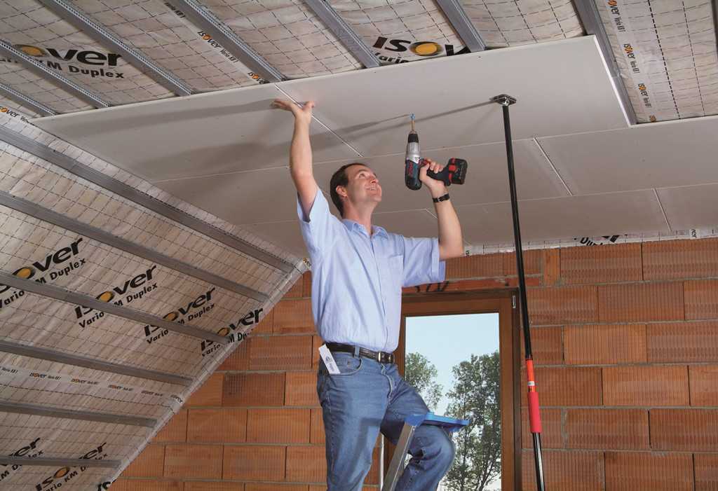 Как сделать одноуровневый потолок из гипсокартона своими руками – пошаговое руководство, примеры