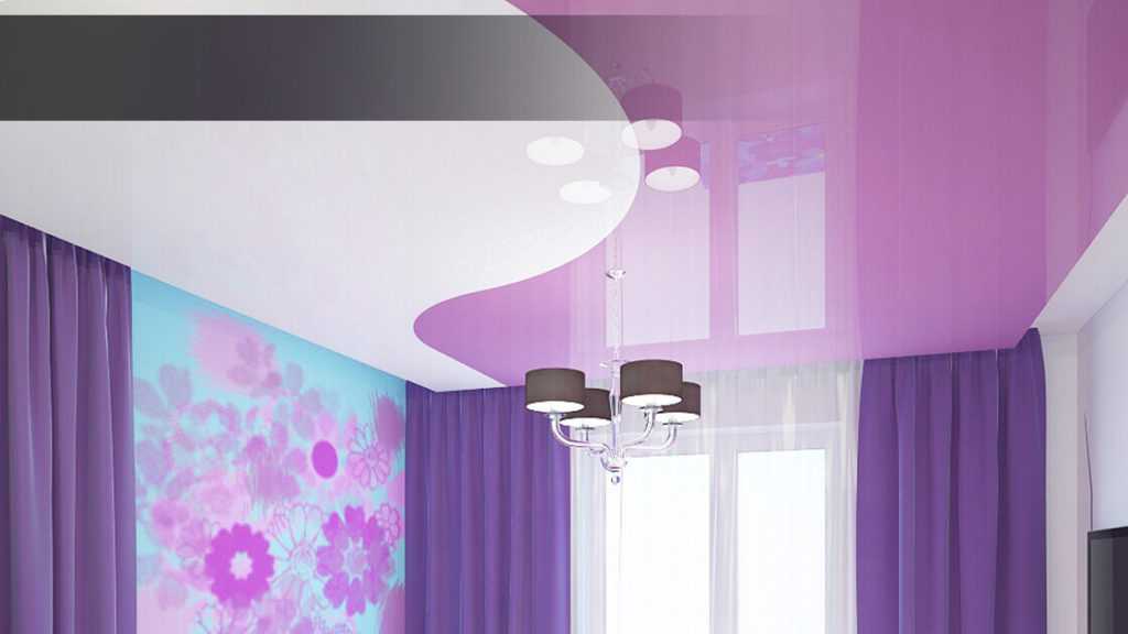 Двухцветные натяжные потолки: идеи сочетания оттенков (100+ фото)