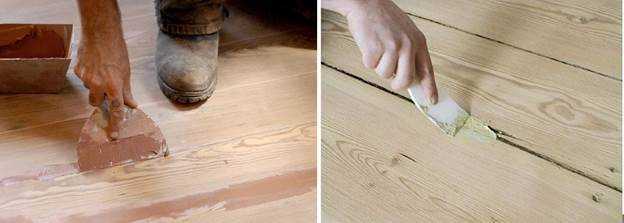 Чем заделать щели в деревянном полу между досками перед покраской краской: герметик, шпаклевка