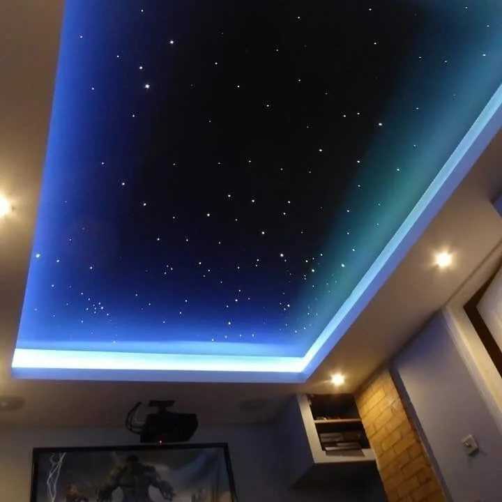 Натяжной потолок звездное небо: подвесной потолок с подсветкой в виде звездного небо, проектор для навесного потолка