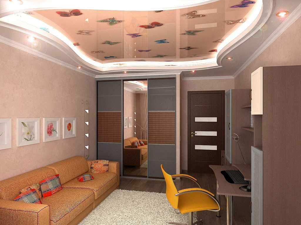 Дизайн натяжных потолков в гостиной — 77 фото идей