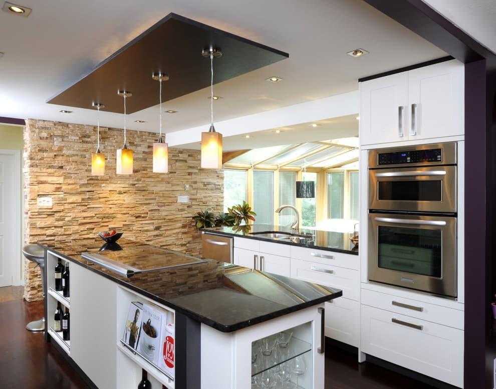 Потолок на кухне из гипсокартона: 100 фото идей гипсокартонного потолка с подсветкой и без