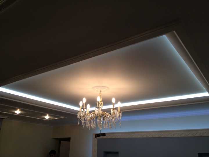 Подсветка потолка светодиодной лентой под плинтусом