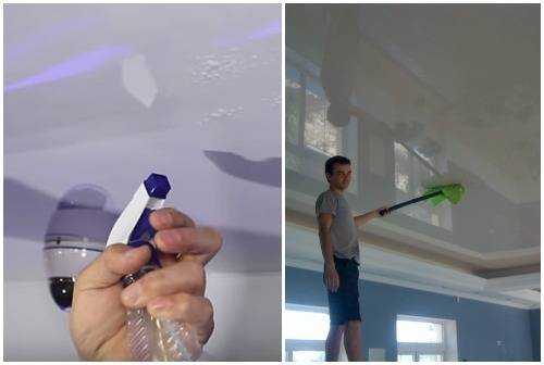 Как помыть глянцевый натяжной потолок в домашних условиях без разводов? чем мыть и как правильно ухаживать, особенности ухода