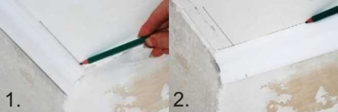 Как сделать внешний угол потолочного плинтуса? как вырезать наружный угол своими руками с помощью стусла и без него? как клеить внешний угол потолочного плинтуса?