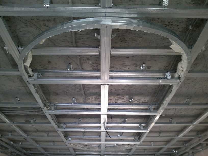 Как сделать подвесной потолок из гипсокартона полукруглым