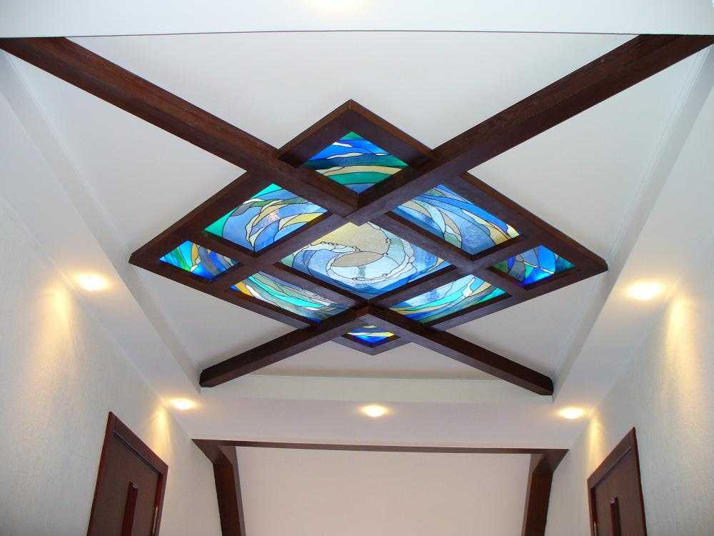 Потолок двухуровневый: гипсокартон и натяжной, 9 фото