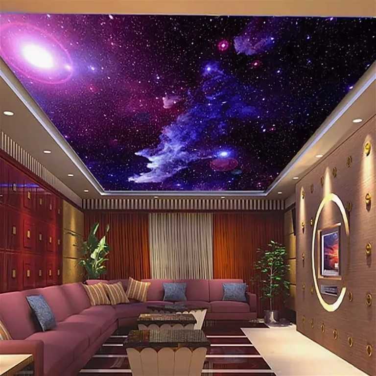 Натяжной потолок звездное небо: шедевр в доме