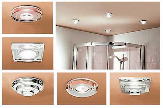 Освещение в ванной комнате с натяжным потолком (50 фото): как расположить светодиодные точечные светильники и люстры?