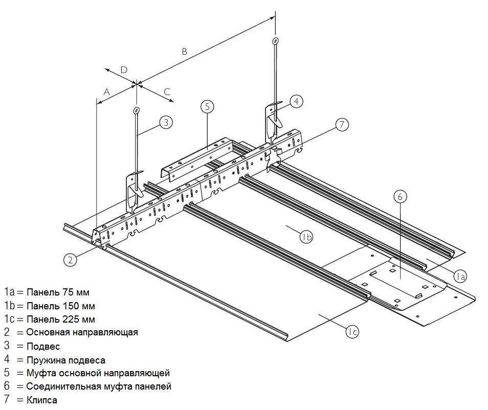 Подвесной потолок реечный алюминиевый: цена и монтаж своими руками, видео инструкция