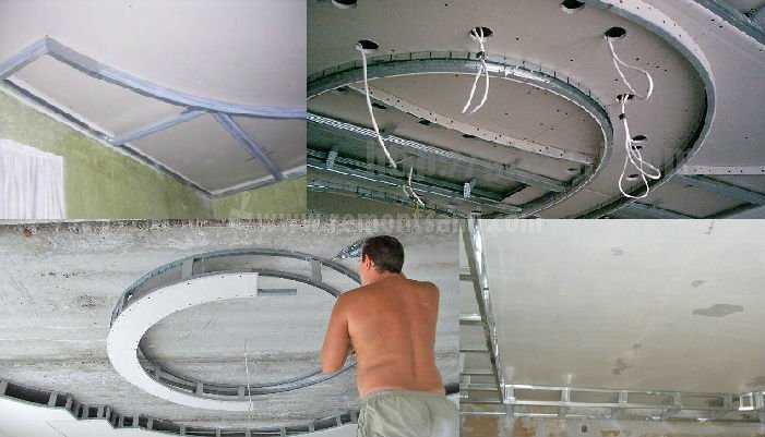 Как сделать второй уровень потолка из гипсокартона с уже натянутым потолком