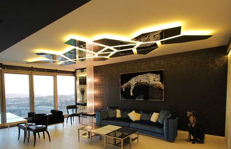 Натяжной потолок с подсветкой (87 фото): многоуровневые конструкции со светодиодной лентой по периметру внутри и изнутри