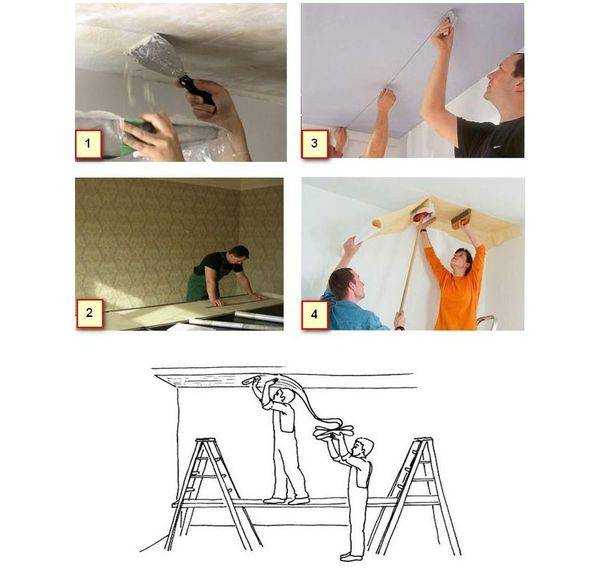 Советы, как правильно поклеить бумажные обои на потолок