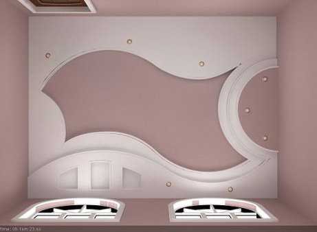 Потолки из гипсокартона в зале частного дома - различные варианты оформления