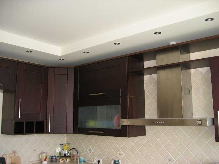 Потолки из гипсокартона: фото для кухни