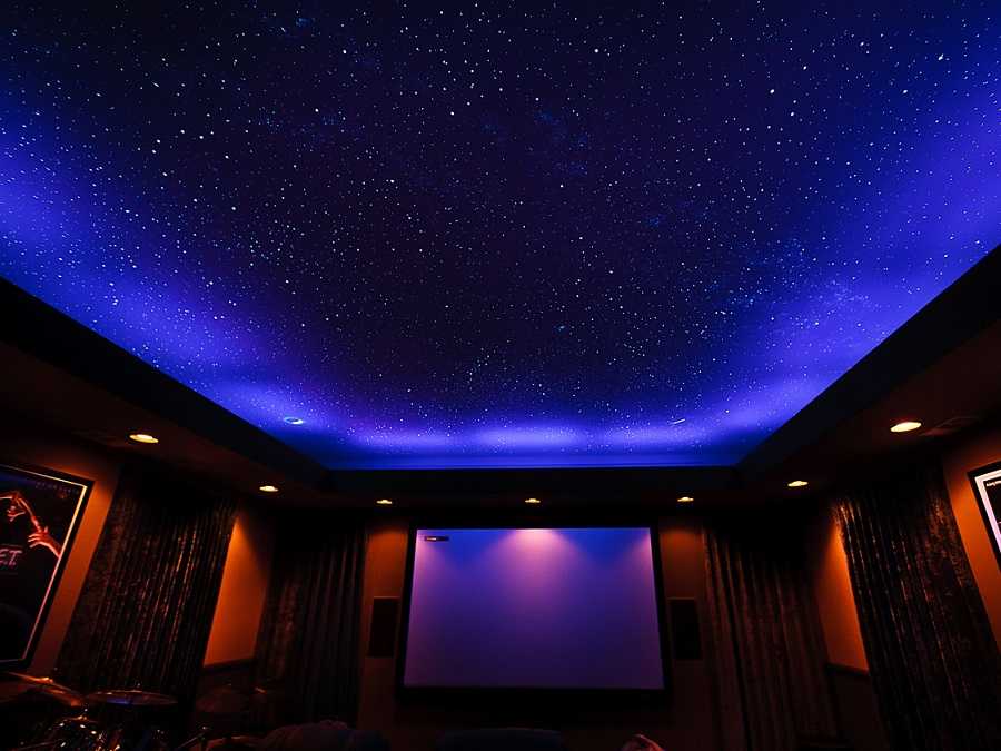 Натяжной потолок звездное небо — подвесной потолок с подсветкой в виде звездного небо, проектор для навесного потолка