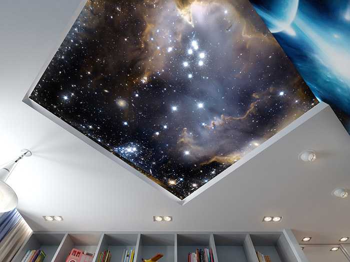 Потолок звездное небо: как сделать звездный потолок своими руками, потолок как небо со звездами, космос на потолке