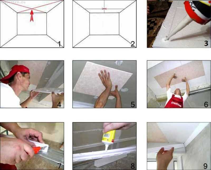 Как клеить багеты на потолок — пошаговая инструкция монтажа