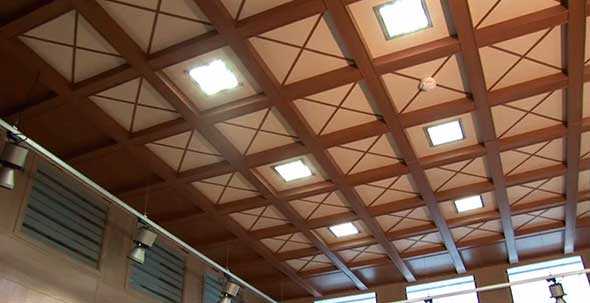 Кессонный потолок: виды (из дерева, гипсокартона, полиуретана), формы, дизайн, цвет, освещение