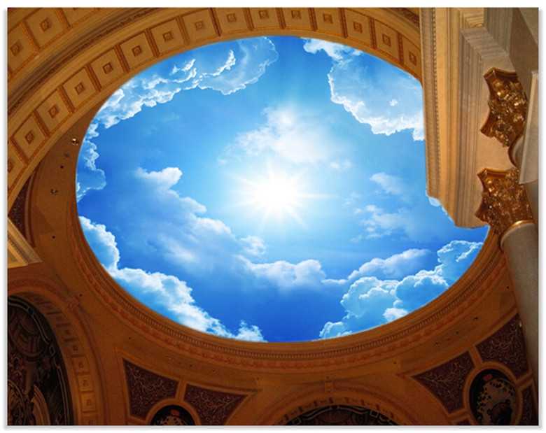 Натяжной потолок «небо» (36 фото): потолочные покрытия в виде живописных холстов