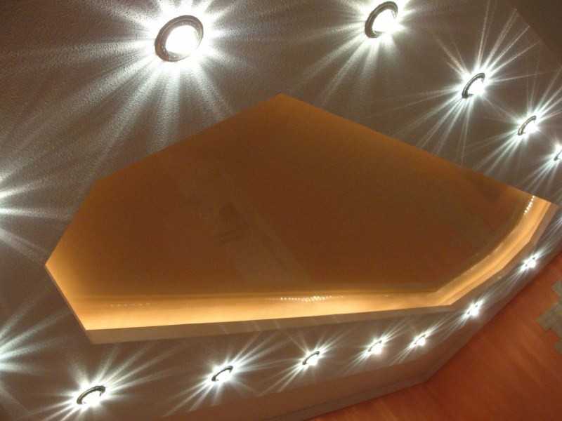 Светодиодные лампы для натяжных потолков, какие лучше — энергосберегающие, галогеновые или точечные