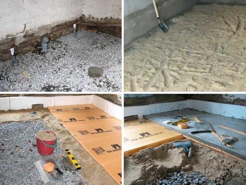 Устройство полов по грунту требует учета многих нюансов: толщины плиты, прокладка канализации, опирание перегородок, узел примыкания к стене, правильная заливка и уход за бетоном