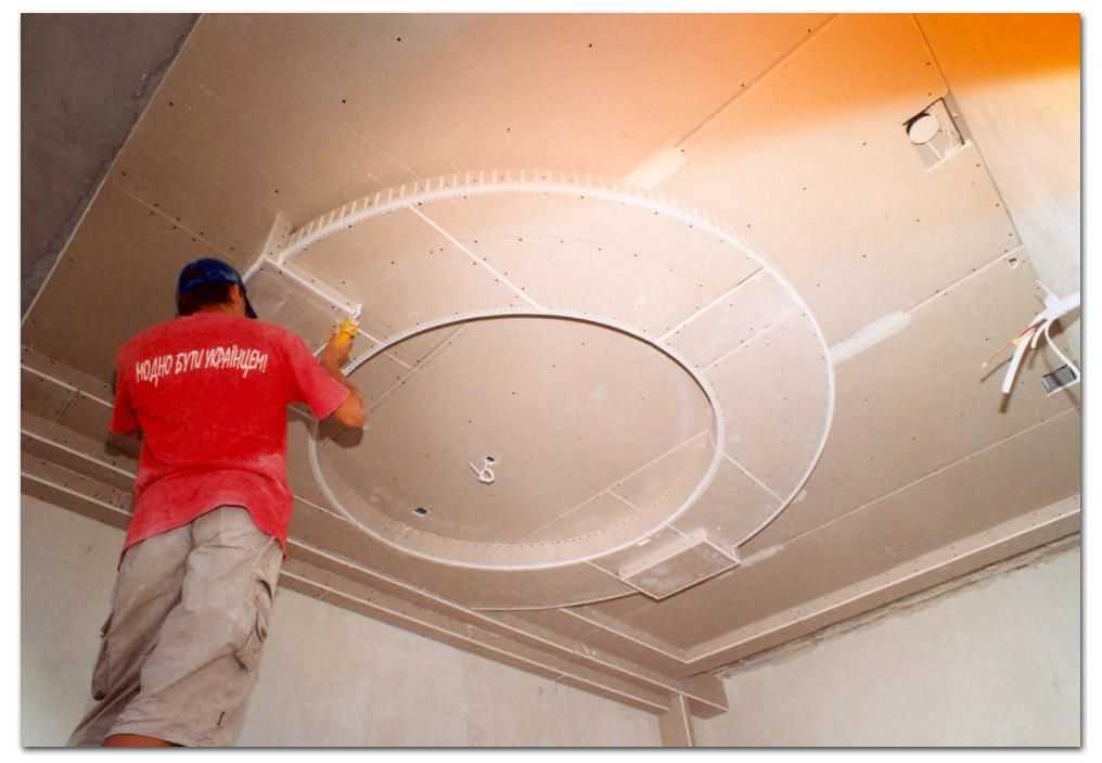 Фигурный потолок из гипсокартона своими руками, волна, овал и круг + фото и видео