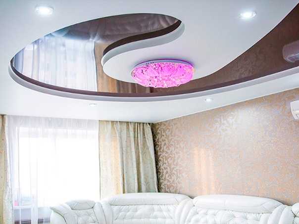 Двухуровневые натяжные потолки с подсветкой: монтаж своими руками