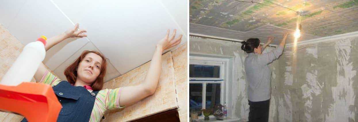 Как поклеить потолочную плитку на неровный потолок: лучшие способы!